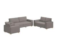 vidaXL Canapé 3 pcs Taupe 220 x 80 x 84 cm Tissu en Lin mélangé, Canapé en Lin élégant, Ensemble Chic, canapé Moderne, 3 Places, 2 Places, Salon Contemporain