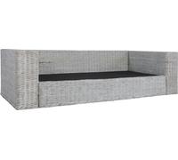 vidaXL Canapé 3 places avec coussins Gris Rotin naturel