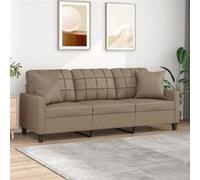 vidaXL Canapé 3 places avec oreillers cappuccino 180 cm similicuir, canapé, canapé rembourré, canapé en faux cuir, canapés, 3200812 Beige G