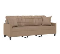 vidaXL Canapé 3 Places avec oreillers Cappuccino 180 cm Similicuir, canapé, canapé rembourré, canapé en Faux Cuir, canapés, canapé de Salon