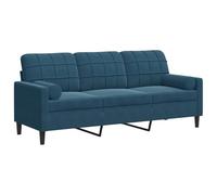 vidaXL Canapé 3 Places avec oreillers décoratifs Bleu 180 cm Velours, canapé, canapé de Salon, canapé 3 Places en Velours, canapé rembourré