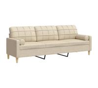 vidaXL Canapé 3 places avec oreillers décoratifs Tissu crème 210 cm