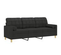 Canape droit vidaxl 3 places en polyester noir 77 x 198 x 80 cm Noir G