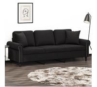 vidaXL Canapé 3 places avec oreillers décoratifs noir 180 cm velours, canapé, canapé de salon, canapé 3 places en velours, 3200960