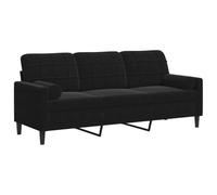 vidaXL Canapé 3 Places avec oreillers décoratifs Noir 180 cm Velours, canapé, canapé de Salon, canapé 3 Places en Velours, canapé rembourré