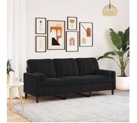vidaXL Canapé 3 places en velours 180 cm noir avec oreillers décoratifs
