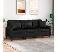 vidaXL Canapé 3 places avec oreillers décoratifs Similicuir 180 cm Noir