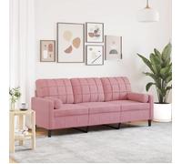 vidaXL - Canapé 3 places - en velours 180 cm avec oreillers décoratifs - Rose