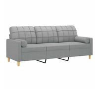 vidaXL Canapé 3 places avec oreillers 180 cm tissu rembourré gris clair