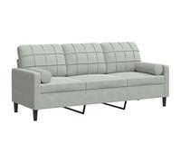 vidaXL Canapé 3 places avec oreillers Velours Gris clair 180 cm