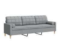vidaXL Canapé 3 Places avec oreillers Gris Clair 210 cm Tissu