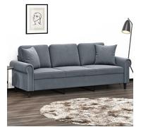 vidaXL Canapé 3 places avec oreillers gris foncé 180 cm velours 3200956