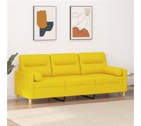 vidaXL Canapé 3 places 3200834 - tissu 180 cm, avec oreillers - jaune clair