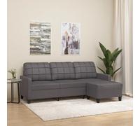 vidaXL Canapé 3 places avec repose-pieds - Gris