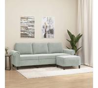 vidaXL Canapé 3 places avec repose-pieds - Gris clair