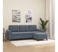 VIDAXL Canapé 3 places avec repose-pieds - Gris foncé