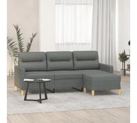 vidaXL Canapé 3 places avec repose-pieds - Gris foncé