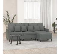 VidaXL Canapé 3 places avec Repose-pieds - Gris foncé