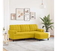 vidaXL Canapé 3 Places avec Repose-Pieds - Jaune
