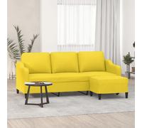 VidaXL Canapé 3 places avec repose-pieds - Jaune clair