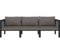 vidaXL Canapé 3 places avec revêtement Anthracite Poly Rattan