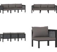 vidaXL Canapé 3 places avec revêtement Anthracite Poly Rattan - Canapé 3 places - Canapés 3 places - Canapés