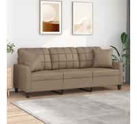 vidaXL Canapé 3 Places avec oreillers Cappuccino 180 cm Similicuir, canapé, canapé rembourré, canapé en Faux Cuir, canapés, canapé de Salon
