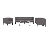 Vidaxl Canapé 3 places Chesterfield - Similicuir gris
