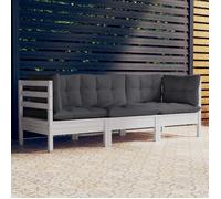 vidaXL Canapé de jardin 3 places avec coussin anthracite pin massif