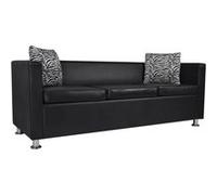 vidaXL Canapé Chesterfield 3 Places Similicuir Noir Salle de Séjour Salon Sofa