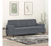 vidaXL Canapé 3 places - Gris foncé