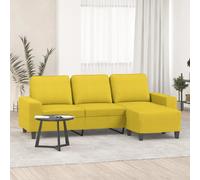 vidaXL Canapé à 3 places avec repose-pieds Jaune clair 180 cm Tissu