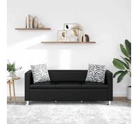 vidaXL Canapé Chesterfield 3 Places Similicuir Noir Salle de Séjour Salon Sofa