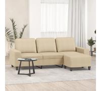 vidaXL Canapé 3 places + Repose-pieds - Crème