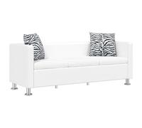 vidaXL Canapé 3 Places Similicuir Blanc Canapé de Séjour Mobilier de Salon
