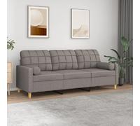 vidaXL Canapé 3 places avec oreillers décoratifs taupe 180 cm tissu3200797 Taupe G
