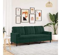 vidaXL Canapé 3 places - Vert foncé