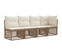 vidaXL Canapé 4 Places avec accoudoir Gauche 4 pcs 4-Nombre de Places, Canapé de Jardin et terrasse, résistant aux intempéries, en Poly rotin. Mobilier de Patio Facile à Nettoyer