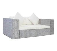 vidaXL Canapé 2 places avec coussins Gris Rotin naturel