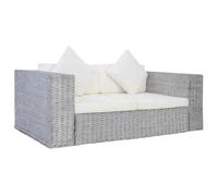 vidaXL Canapé 2 places avec coussins Gris Rotin naturel