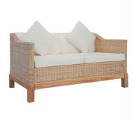 vidaXL Canapé 2 places avec coussins Rotin naturel