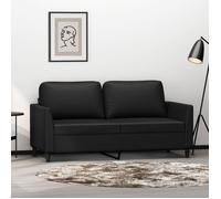 vidaXL Canapé à 2 places Causeuse avec accoudoirs Dossier rembourré Similicuir Noir 140 cm