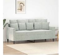 vidaXL Canapé 2 places Velours 140 cm Gris clair - Accoudoirs, dossier rembourré
