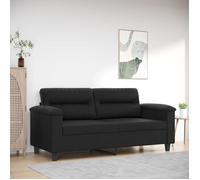 vidaXL Canapé à 2 places – Causeuse rembourrée avec accoudoirs, moderne – Similicuir noir