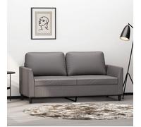 vidaXL Canapé 2 places rembourré avec oreillers et accoudoirs Gris similicuir 140cm