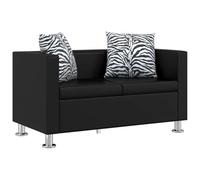 vidaXL Canapé Chesterfield 2 places similicuir noir – salle de séjour