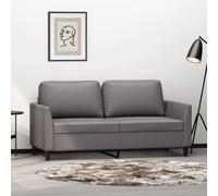 vidaXL Canapé à 2 Places, Causeuse avec Oreillers, Canapé Rembourré avec Accoudoirs et Dossier, Meuble de Salon, Moderne, Gris Similicuir