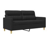 vidaXL Canapé à 2 places – Sofa salon moderne – Accoudoirs et coussins dossier – Tissu noir 140cm