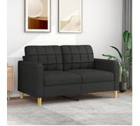 vidaXL Canapé 2 places 140 cm – Tissu noir, structure métal, mousse Confort Foam