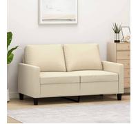 vidaXL Canapé à 2 Places, Sofa de Salon avec Accoudoirs et Oreillers de Dossier, Meuble de Salle de Séjour Intérieur, Moderne, Crème Tissu
